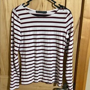 Outback Red and White Striped Long Sleeve Tee